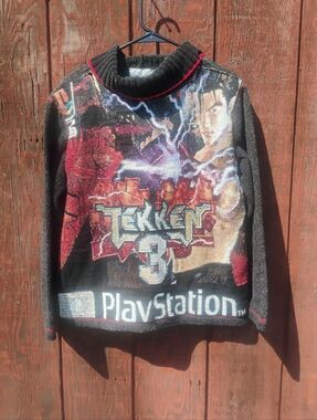Vtg Basic Editions Playstation Videogame Tekken 3 Men Sweater OS Med Gamer Mrch